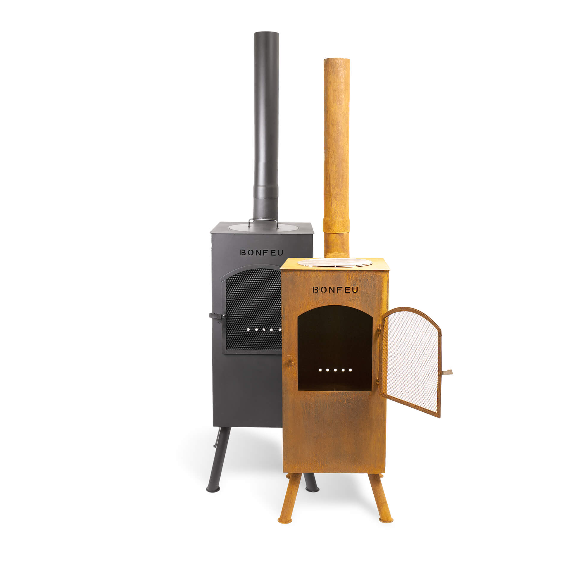 Product picture of the BonFeu BonCarré in black and rust